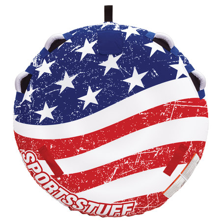 SPORTSSTUFF Sportsstuff 53-4310 Stars and Stripes Inflatable 1-2 Rider Towable with Pump and Tow Rope - 57" 53-4310K